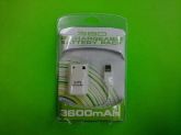 Bateria 3 Xbox360 3600mAh recarregável USB + cabo