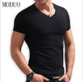 Camiseta em Algodão com Gola em V